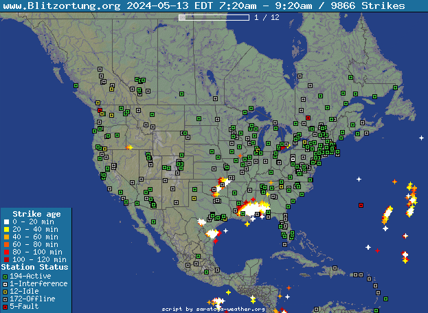 North America Lightning Strikes